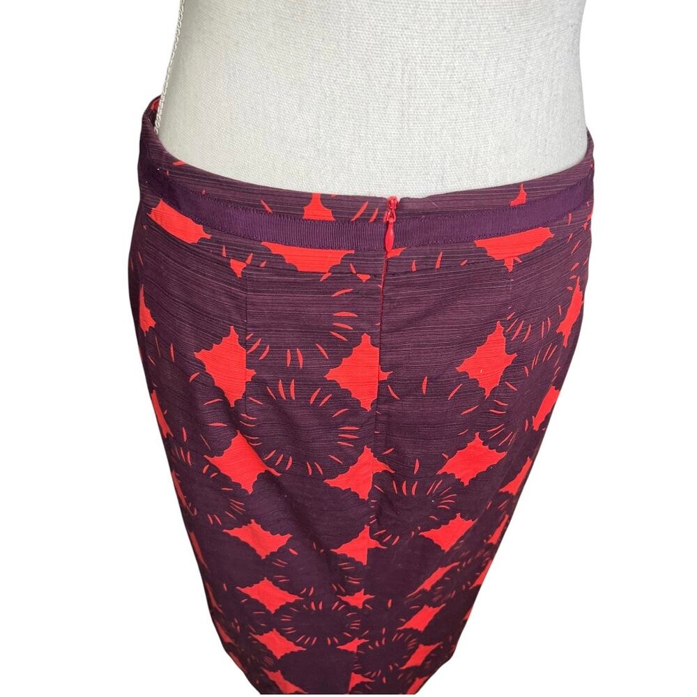 BODEN Red & wine Geometric flower Pencil Skirt professional preppy size 8L - Picture 6 of 8